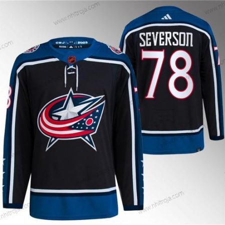 Herrar Columbus Blue Jackets #78 Damon Severson Svart 2022-23 Omvänd Retro Stitched Tröjor