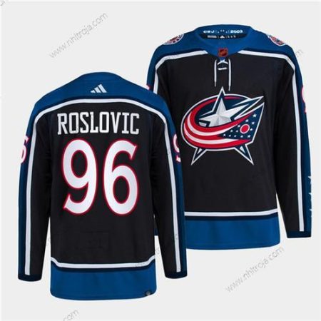 Herrar Columbus Blue Jackets #96 Jack Roslovic Marin 2022 Omvänd Retro Stitched Tröjor