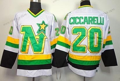 Herrar Dallas Stars #20 Dino Ciccarelli Vit Retro CCM Tröjor