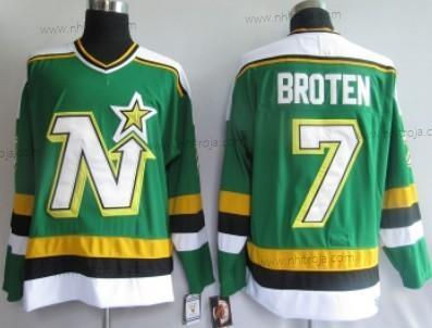 Herrar Dallas Stars #7 Neal Broten Grön Retro CCM Tröjor