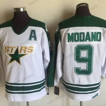 Herrar Dallas Stars #9 Mike Modano 1993 Vit CCM Stitched Vintage Hockey Tröjor