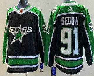 Herrar Dallas Stars #91 Tyler Seguin Svart 2022 Omvänd Retro Autentisk Tröjor