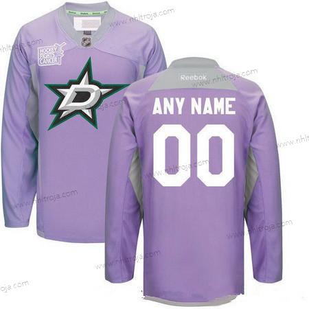 Herrar Dallas Stars Skräddarsydda Lila Rosa Reebok Hockey Bekämpar cancer Träning Tröjor