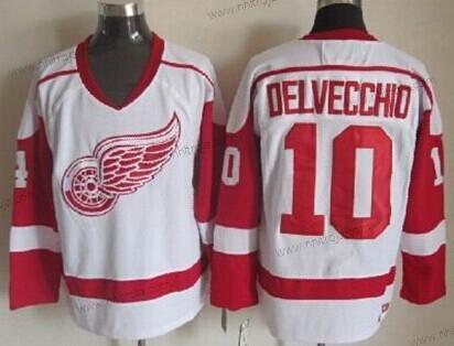 Herrar Detroit Red Wings #10 Alex Delvecchio Vit Retro CCM Tröjor