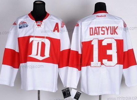 Herrar Detroit Red Wings #13 Pavel Datsyuk Vit Vinter Klassisk Tröjor