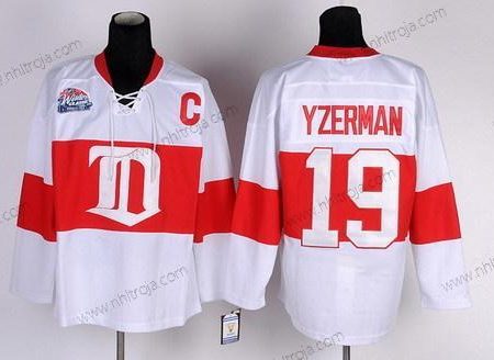 Herrar Detroit Red Wings #19 Steve Yzerman Vit Vinter Klassisk Tröjor