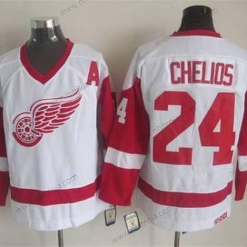 Herrar Detroit Red Wings #24 Chris Chelios Vit CCM Vintage Tröjor