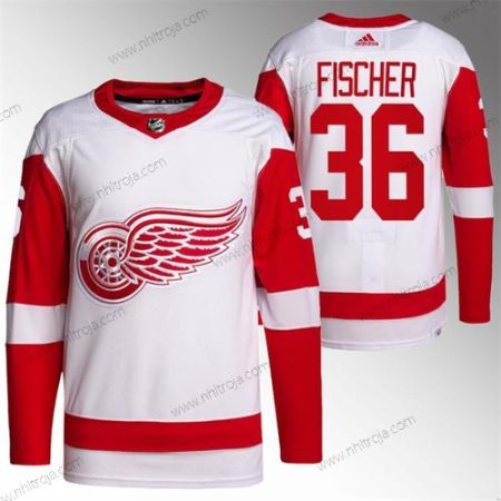 Herrar Detroit Red Wings #36 Christian Fischer Vit Stitched Tröjor