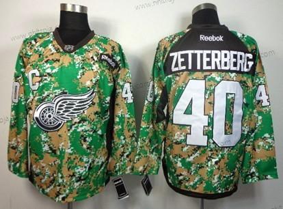 Herrar Detroit Red Wings #40 Henrik Zetterberg 2014 Camo Tröjor