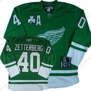 Herrar Detroit Red Wings #40 Henrik Zetterberg St. Patrick’S Day Grön Tröjor