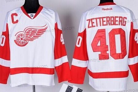 Herrar Detroit Red Wings #40 Henrik Zetterberg Vit Tröjor