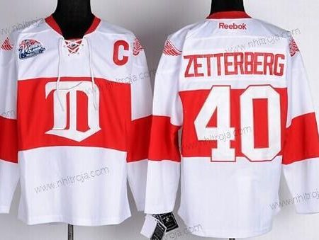 Herrar Detroit Red Wings #40 Henrik Zetterberg Vit Vinter Klassisk Tröjor