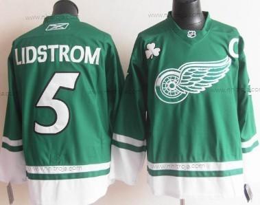 Herrar Detroit Red Wings #5 Nicklas Lidstrom St. Patrick’S Day Grön Tröjor