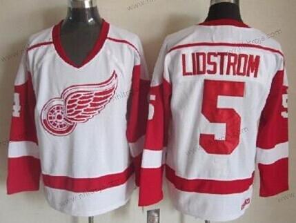 Herrar Detroit Red Wings #5 Nicklas Lidstrom Vit Retro CCM Tröjor