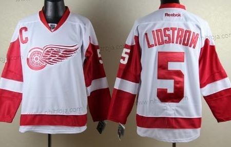 Herrar Detroit Red Wings #5 Nicklas Lidstrom Vit Tröjor