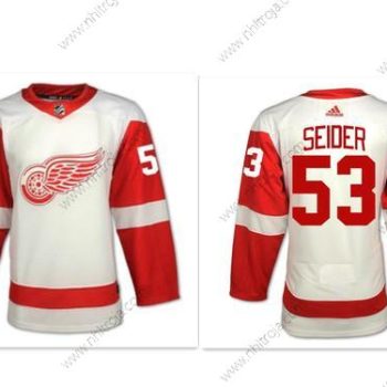 Herrar Detroit Red Wings #53 Moritz Seider Vit Hockey Stitched NHL Borta Tröjor