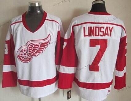 Herrar Detroit Red Wings #7 Ted Lindsay Vit Retro CCM Tröjor