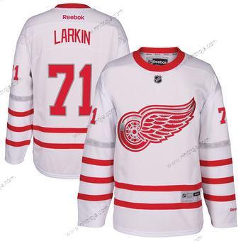 Herrar Detroit Red Wings #71 Dylan Larkin Reebok Vit 2017 Centennial Klassisk Premier Player Tröjor