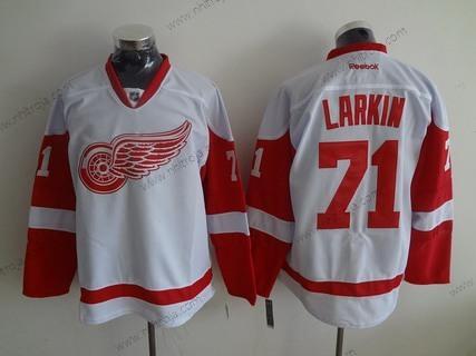 Herrar Detroit Red Wings #71 Dylan Larkin Reebok Vit Premier Borta Tröjor