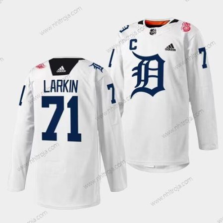 Herrar Detroit Red Wings #71 Dylan Larkin Vit 2023 Stitched Tröjor