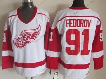 Herrar Detroit Red Wings #91 Sergei Fedorov Vit Retro CCM Tröjor