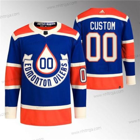 Herrar Edmonton Oilers Skräddarsydda 2023 Royal Blå Orange Heritage Klassisk Primegreen Stitched Tröjor