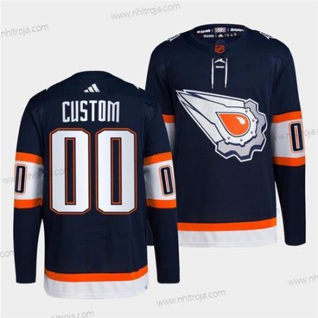 Herrar Edmonton Oilers Skräddarsydda Marin 2022-23 Omvänd Retro Stitched Tröjor