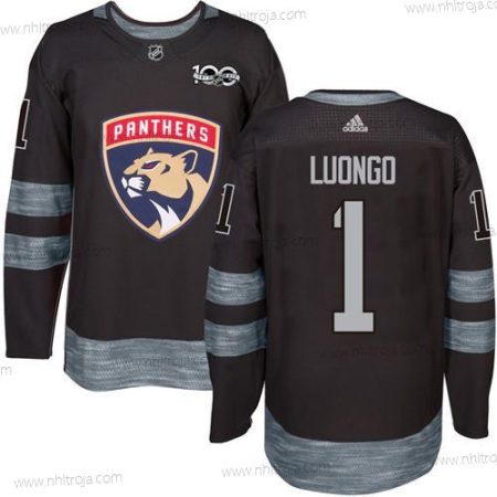 Herrar Florida Panthers #1 Roberto Luongo Svart 1917-2017 100th Jubileum Stitched NHL Tröjor