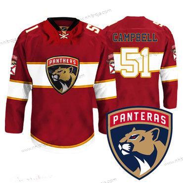 Herrar Florida Panthers #51 Brian Campbell New Logo Reebok Röd Premier Player Tröjor