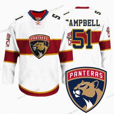 Herrar Florida Panthers #51 Brian Campbell New Logo Reebok Vit Premier Player Tröjor