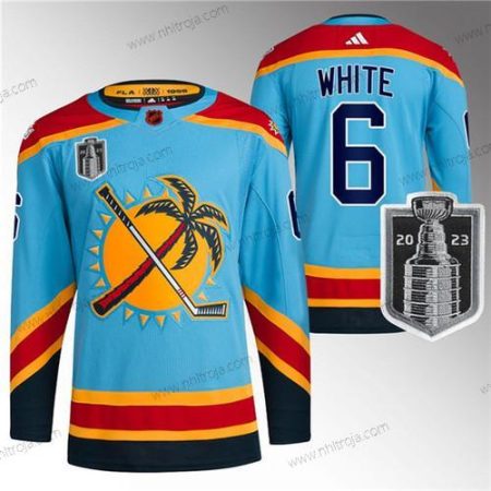 Herrar Florida Panthers #6 Colin Vit Blå 2023 Stanley Cup Final Omvänd Retro Stitched Tröjor