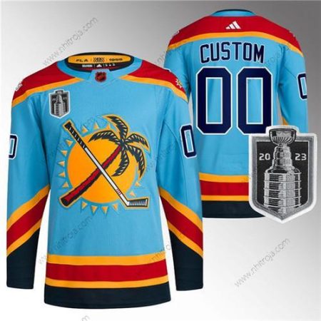 Herrar Florida Panthers Skräddarsydda Blå 2023 Stanley Cup Final Omvänd Retro Stitched Tröjor