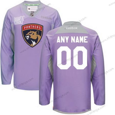 Herrar Florida Panthers Skräddarsydda Lila Rosa Reebok Hockey Bekämpar cancer Träning Tröjor