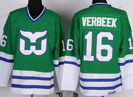 Herrar Hartford Whalers #16 Pat Verbeek Grön Retro CCM Tröjor