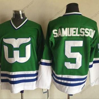 Herrar Hartford Whalers #5 Ulf Samuelsson Grön CCM Retro Stitched NHL Tröjor