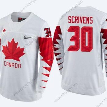 Herrar Kanada Team #30 Ben Scrivens Vit 2018 Vinter Olympics Tröjor