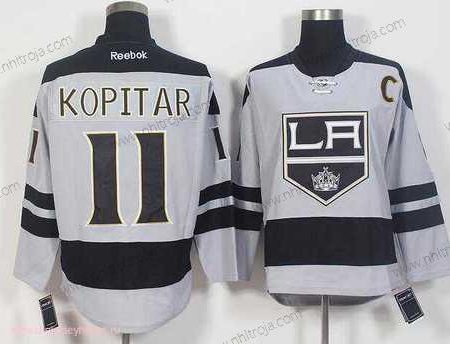 Herrar Los Angeles Kings #11 Anze Kopitar Grå Alternativ Stitched NHL 2016-17 Reebok Hockey Tröjor