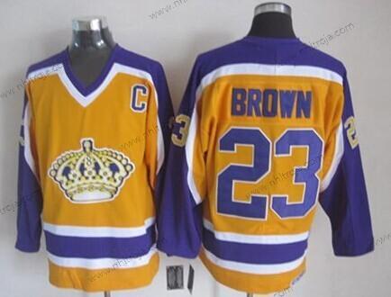 Herrar Los Angeles Kings #23 Dustin Brown Gul Retro CCM Tröjor