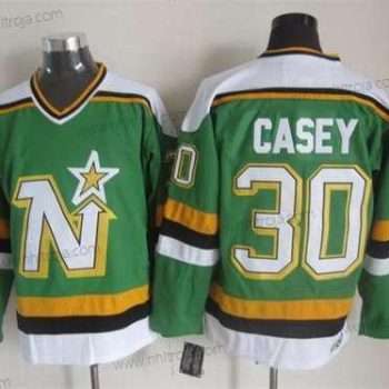 Herrar Minnesota North Dallas Stars #30 Jon Casey 1988-89 Grön CCM Vintage Tröjor