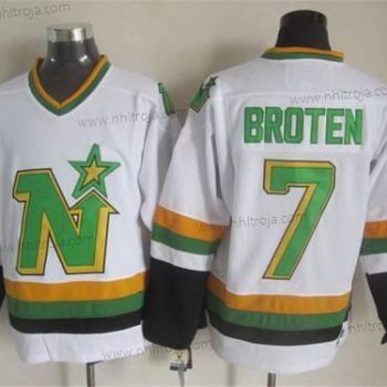 Herrar Minnesota North Dallas Stars #7 Neal Broten 1988-89 Vit CCM Vintage Tröjor