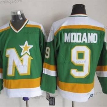 Herrar Minnesota North Dallas Stars #9 Mike Modano 1978-79 Grön CCM Vintage Tröjor