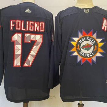 Herrar Minnesota Wild #17 Marcus Foligno 2022 Marin Native American Heritage Day Stitched Tröjor