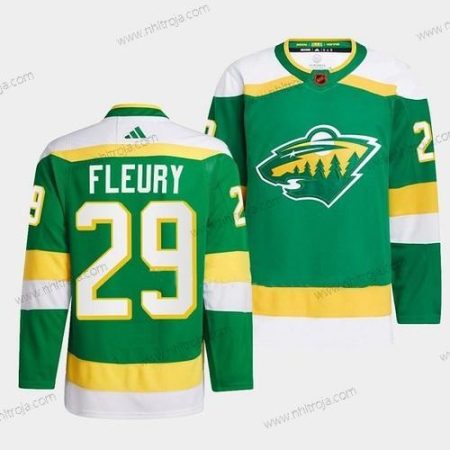 Herrar Minnesota Wild #29 Marc-Andre Fleury Grön 2022-23 Omvänd Retro Stitched Tröjor