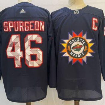 Herrar Minnesota Wild #46 Jared Spurgeon 2022 Marin Native American Heritage Day Stitched Tröjor