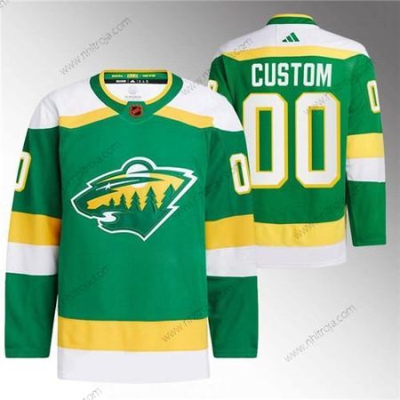 Herrar Minnesota Wild Skräddarsydda Grön 2022-23 Omvänd Retro Stitched Tröjor