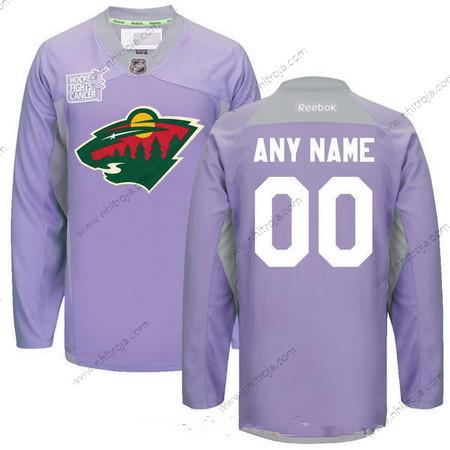 Herrar Minnesota Wild Skräddarsydda Lila Rosa Reebok Hockey Bekämpar cancer Träning Tröjor