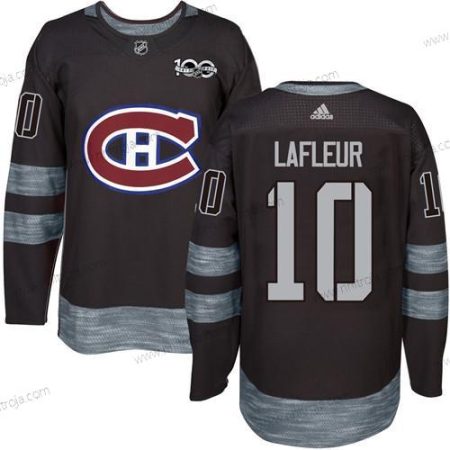 Herrar Montreal Canadiens #10 Guy Lafleur Svart 1917-2017 100th Jubileum Stitched NHL Tröjor