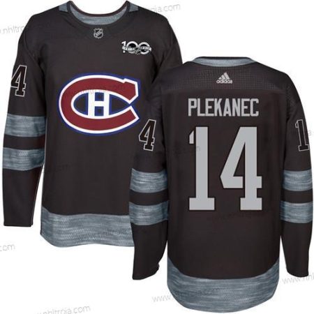 Herrar Montreal Canadiens #14 Tomas Plekanec Svart 1917-2017 100th Jubileum Stitched NHL Tröjor