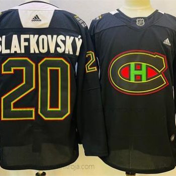 Herrar Montreal Canadiens #20 Juraj Slafkovsky 2022 Svart Warm Up History Night Stitched Tröjor