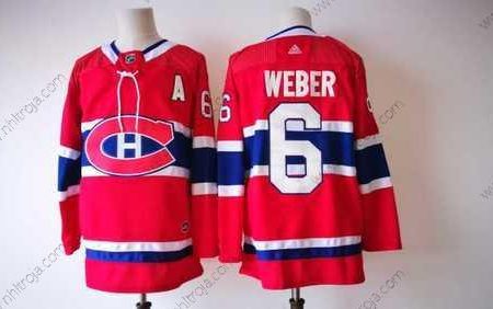 Herrar Montreal Canadiens #6 Shea Weber Röd 2017-2018 Hockey Stitched NHL Tröjor